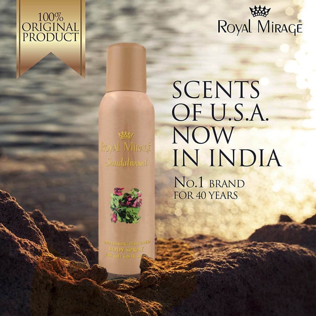 Royal Mirage Sandalwood Perfumed Body Deodorant Spray 200ml